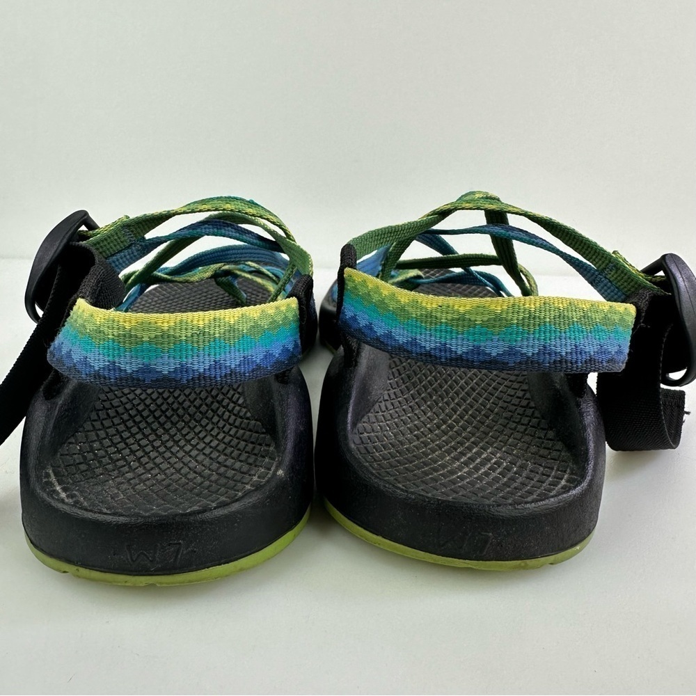 Chaco Women's Green Blue Geometric Adjustable Strappy Sandals - Size 7 - Picture 6 of 8
